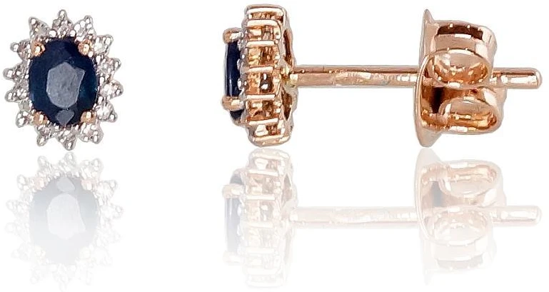 Diamond Sky Jewelry Auksiniai auskarai-vinukai su deimantais ir safyrais „Ferro“
