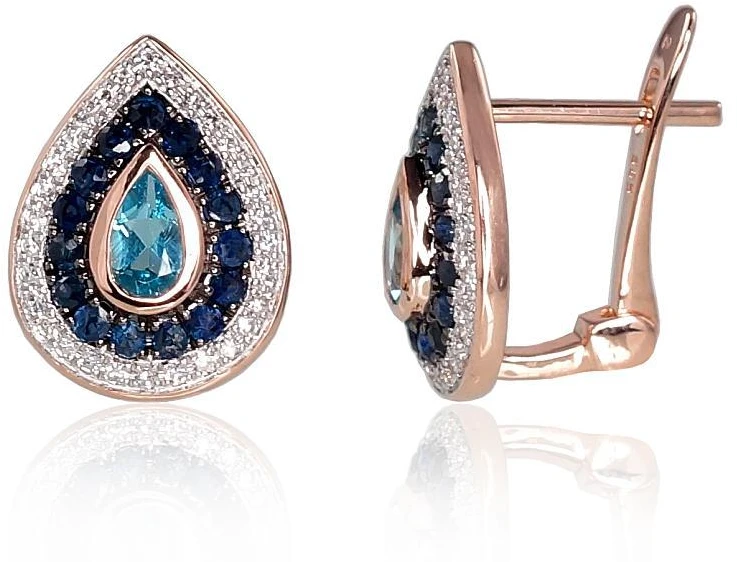 Diamond Sky Jewelry Auksiniai auskarai su deimantais, topazais ir safyrais „Royal“