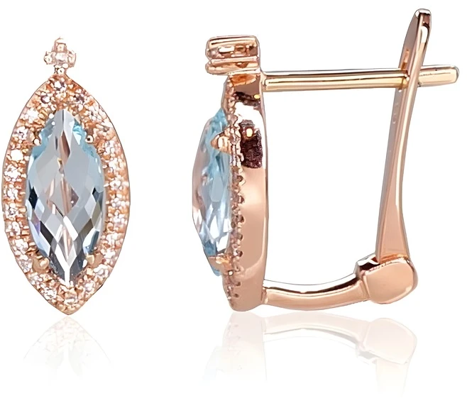 Diamond Sky Jewelry Auksiniai auskarai su deimantais ir topazais „Asorti“