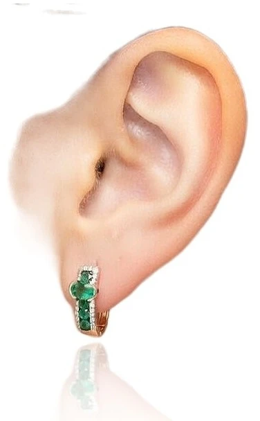 Diamond Sky Jewelry Auksiniai auskarai su deimantais ir smaragdais „Amžinybė“