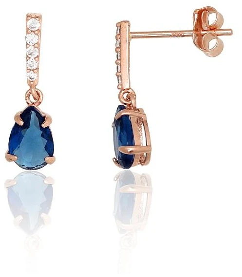 Diamond Sky Jewelry Auksiniai auskarai-vinukai su cirkoniais „Mėlynas Akcentas“