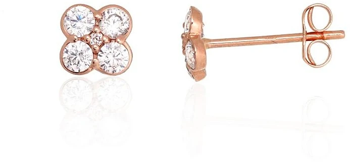 Diamond Sky Jewelry Auksiniai auskarai-vinukai su cirkoniais „Auksinė Gėlė“