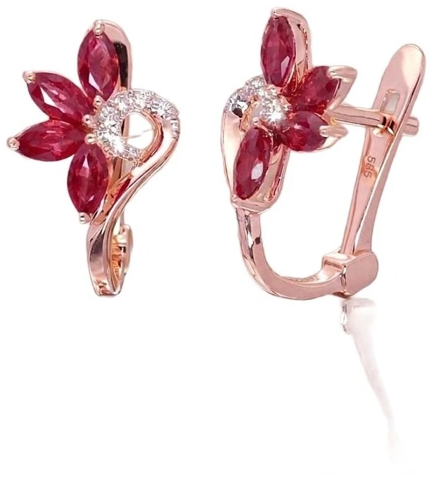 Diamond Sky Jewelry Auksiniai auskarai su deimantais ir rubinais „Crystallite IV“