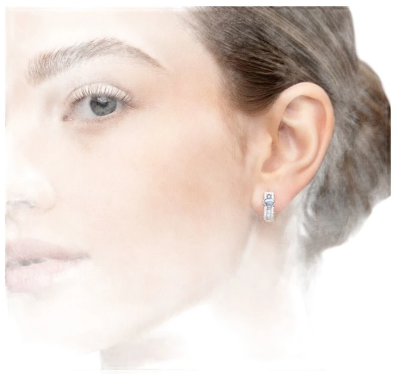 Diamond Sky Jewelry Auksiniai auskarai su deimantais ir safyrais „Eternity II“