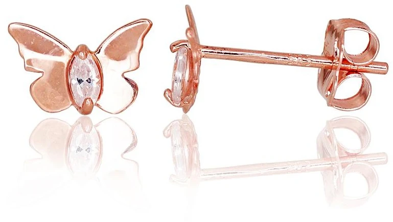 Diamond Sky Jewelry Auksiniai auskarai-vinukai su cirkoniais „Auksinis Drugelis VII“