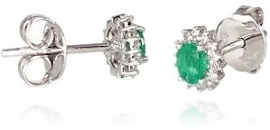 Diamond Sky Jewelry Auksiniai auskarai su deimantais ir smaragdais „Ferro III“