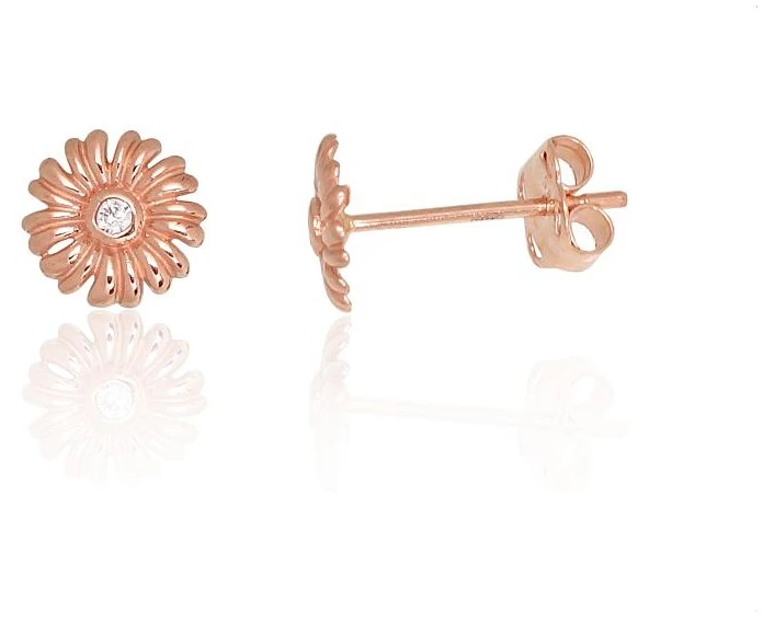 Diamond Sky Jewelry Auksiniai auskarai-vinukai su cirkoniais „Auksinė Ramunė“