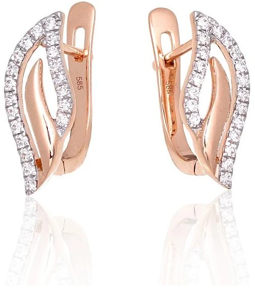 Diamond Sky Jewelry Auksiniai auskarai su deimantais „Auksinė Banga“