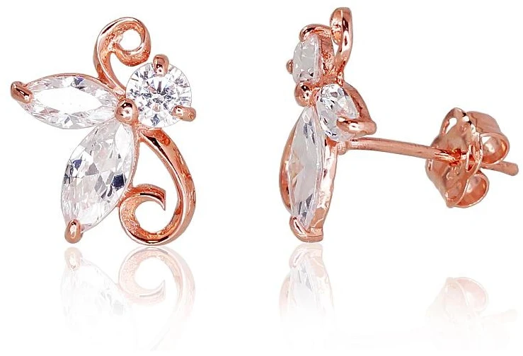 Diamond Sky Jewelry Auksiniai auskarai-vinukai su cirkoniais „Golden Moth“
