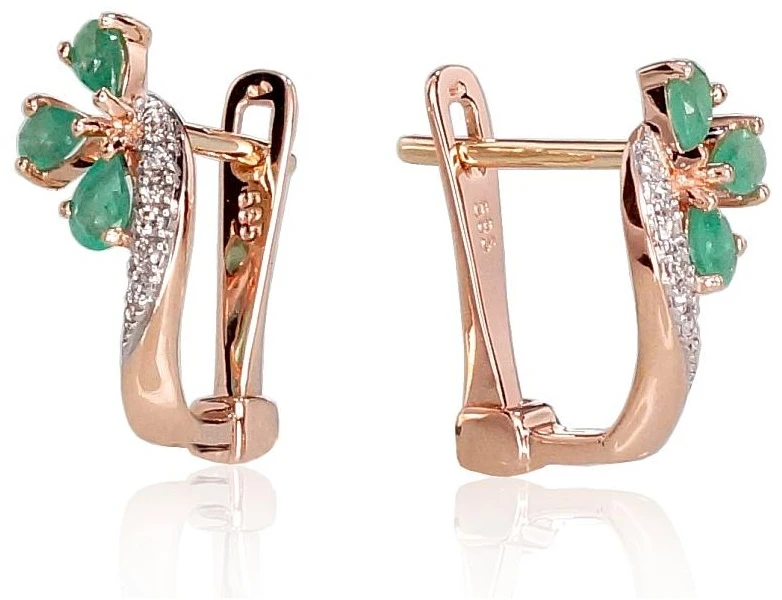 Diamond Sky Jewelry Auksiniai auskarai su deimantais ir smaragdais „Imperatoriaus Karūna IV“