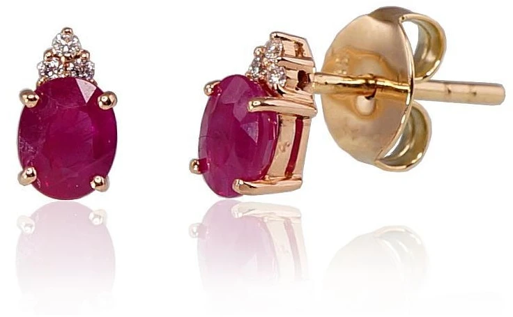 Diamond Sky Jewelry Auksiniai auskarai su deimantais ir rubinais „Notika II“