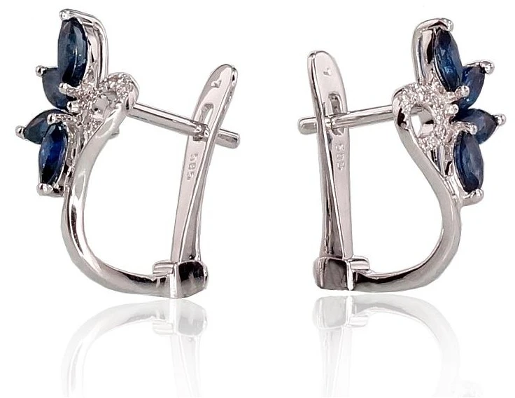 Diamond Sky Jewelry Auksiniai auskarai su deimantais ir safyrais „Crystallite II“