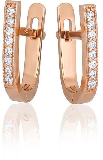 Diamond Sky Jewelry Auksiniai auskarai su cirkoniais „Šviesos linija V“
