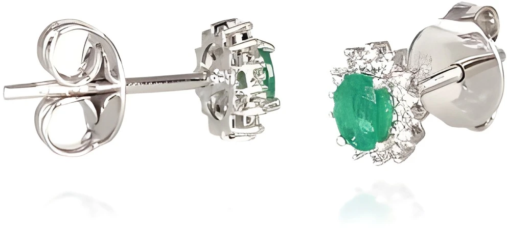 Diamond Sky Jewelry Auksiniai auskarai-vinukai su deimantais ir smaragdais „Ferro III“