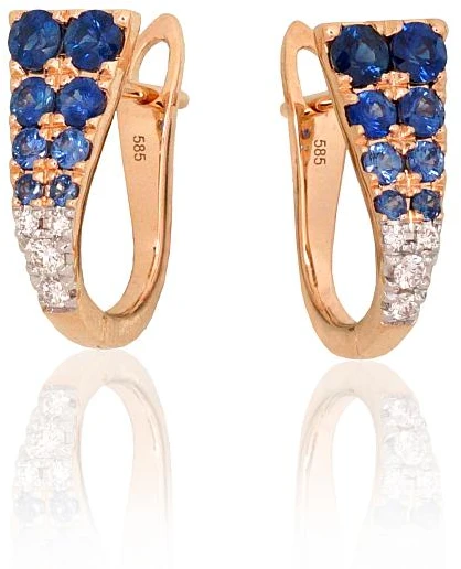 Diamond Sky Jewelry Auksiniai auskarai su deimantais ir safyrais „Skylar“