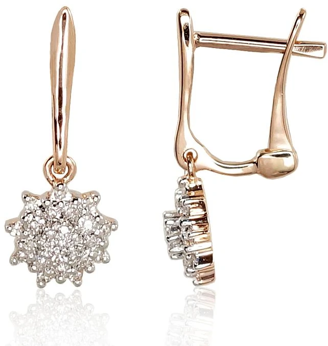 Diamond Sky Jewelry Auksiniai auskarai su deimantais „Deimantų Gėlė“