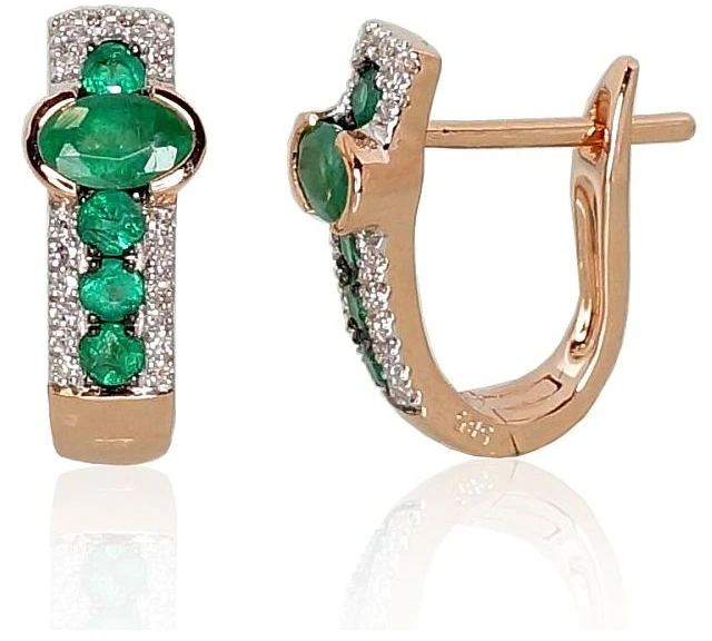 Diamond Sky Jewelry Auksiniai auskarai su deimantais ir smaragdais „Amžinybė“