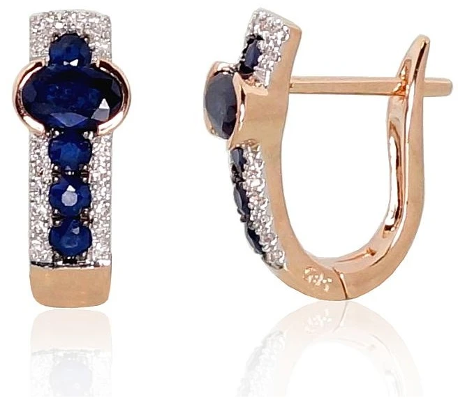Diamond Sky Jewelry Auksiniai auskarai su deimantais ir safyrais „Eternity II“