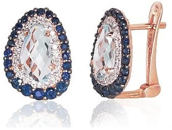 Diamond Sky Jewelry Auksiniai auskarai su deimantais, topazais ir safyrais „Charlotte II“