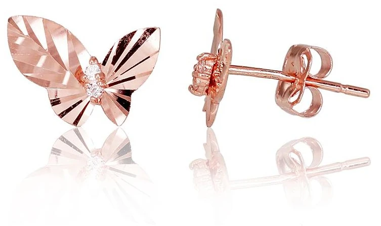 Diamond Sky Jewelry Auksiniai auskarai-vinukai su cirkoniais „Auksinis Drugelis VI“