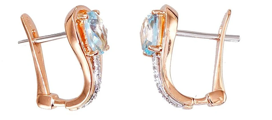 Diamond Sky Jewelry Auksiniai auskarai su deimantais ir topazais „Grakštumas II“