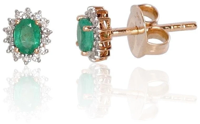 Diamond Sky Jewelry Auksiniai auskarai su deimantais ir smaragdais „Ferro III“