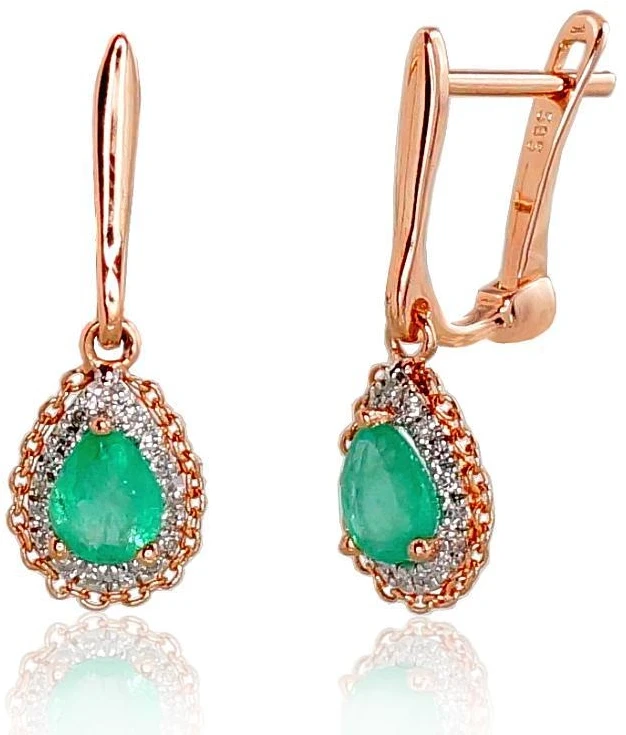 Diamond Sky Jewelry Auksiniai auskarai su deimantais ir smaragdais „Renaissance“