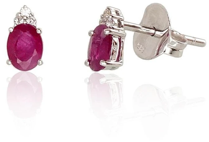 Diamond Sky Jewelry Auksiniai auskarai su deimantais ir rubinais „Notika“