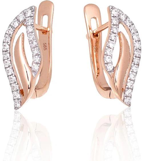 Diamond Sky Jewelry Auksiniai auskarai su deimantais „Auksinė Banga“