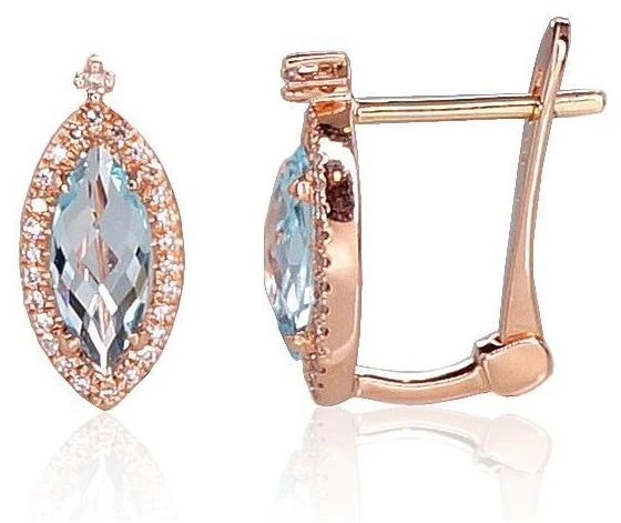 Diamond Sky Jewelry Auksiniai auskarai su deimantais ir topazais „Asorti“