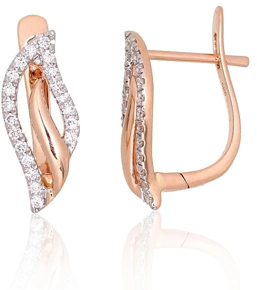 Diamond Sky Jewelry Auksiniai auskarai su deimantais „Auksinė Banga“