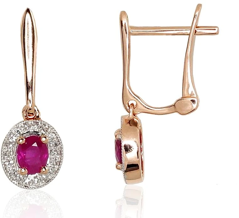 Diamond Sky Jewelry Auksiniai auskarai su deimantais ir rubinais „Sofia V“