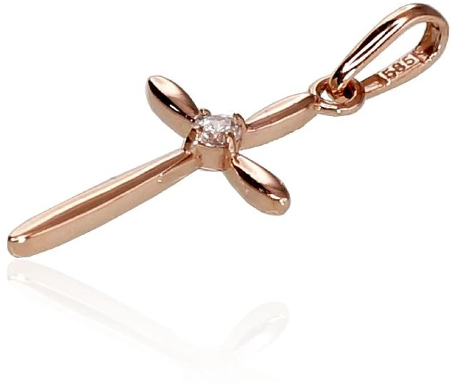 Diamond Sky Jewelry Auksinis kryželis su cirkoniais „Klasika XXV“