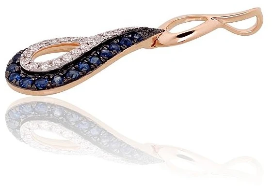 Diamond Sky Jewelry Auksinis pakabukas su deimantais ir safyrais „Princesės Ašara II“