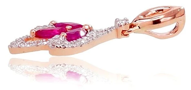Diamond Sky Jewelry Auksinis pakabukas su deimantais ir rubinais „Aleksandrija II“