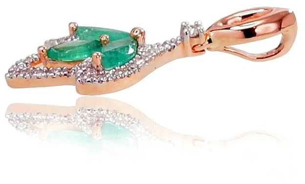 Diamond Sky Jewelry Auksinis pakabukas su deimantais ir smaragdais „Aleksandrija III“
