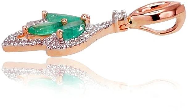 Diamond Sky Jewelry Auksinis pakabukas su deimantais ir smaragdais „Aleksandrija III“