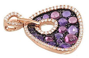 Diamond Sky Jewelry Auksinis pakabukas su deimantais ir ametistais „Saulėta Simfonija III“