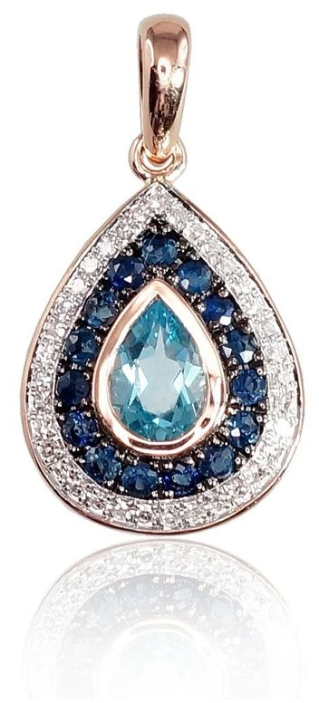 Diamond Sky Jewelry Auksinis pakabukas su deimantais, topazais ir safyrais „Royal“