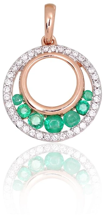 Diamond Sky Jewelry Auksinis pakabukas su deimantais ir smaragdais „Atėnė“