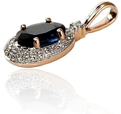 Diamond Sky Jewelry Auksinis pakabukas su deimantais ir safyrais „Saulutė V“