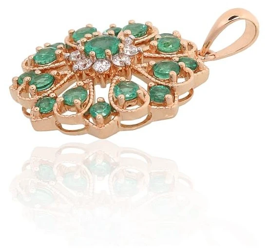 Diamond Sky Jewelry Auksinis pakabukas su deimantais ir smaragdais „Imperatorės Žiedas“