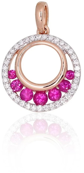 Diamond Sky Jewelry Auksinis pakabukas su deimantais ir rubinais „Atėnė II“
