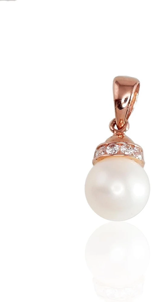 Diamond Sky Jewelry Auksinis pakabukas su cirkoniais ir perlais „Perlo Spindesys II“