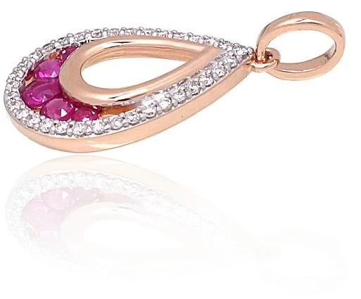 Diamond Sky Jewelry Auksinis pakabukas su deimantais ir rubinais „Atėnė V“