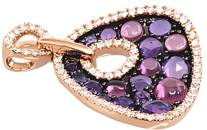 Diamond Sky Jewelry Auksinis pakabukas su deimantais ir ametistais „Saulėta Simfonija III“
