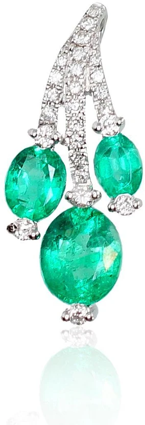 Diamond Sky Jewelry Auksinis pakabukas su deimantais ir smaragdais „Emerald Vine“