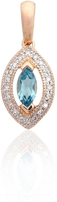 Diamond Sky Jewelry Auksinis pakabukas su deimantais ir topazais „Vandenyno Švytėjimas“