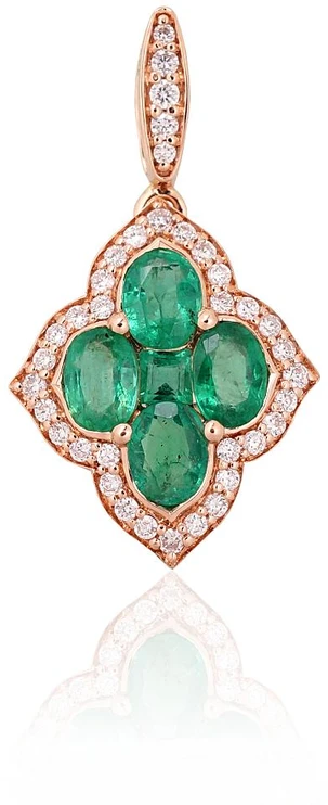 Diamond Sky Jewelry Auksinis pakabukas su deimantais ir smaragdais „Deimantų Gėlė X“
