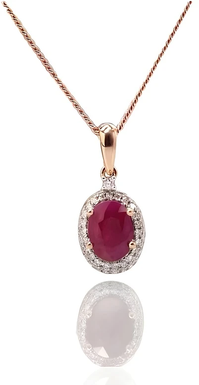 Diamond Sky Jewelry Auksinis pakabukas su deimantais ir rubinais „Saulutė II“
